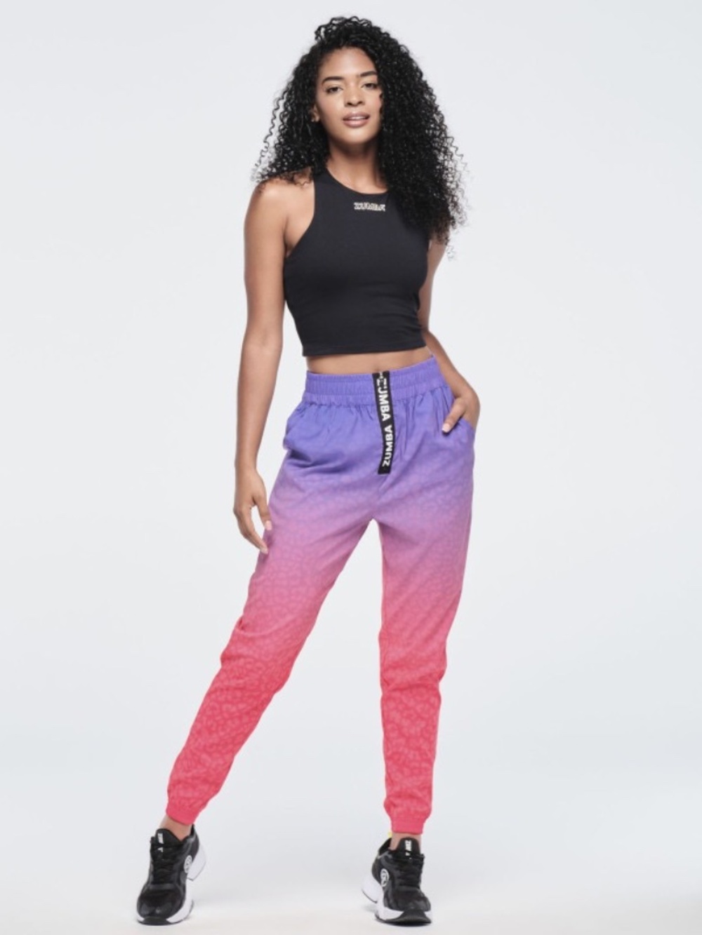 Zumba Funscape High Waisted Zip Front Track Pants - Size Small